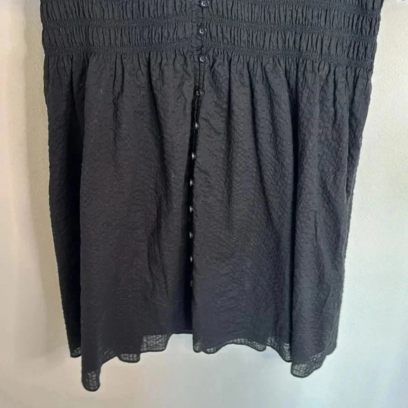 Frame Black Smocked Puff Sleeve Mini Dress Size Large - Picture 7 of 10
